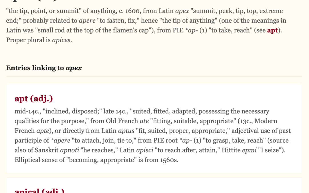 Etymology of ‘Apex’